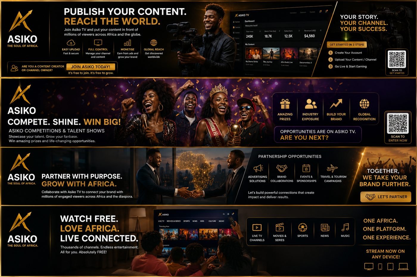 Publish your content, reach the world — Asiko TV creator dashboard